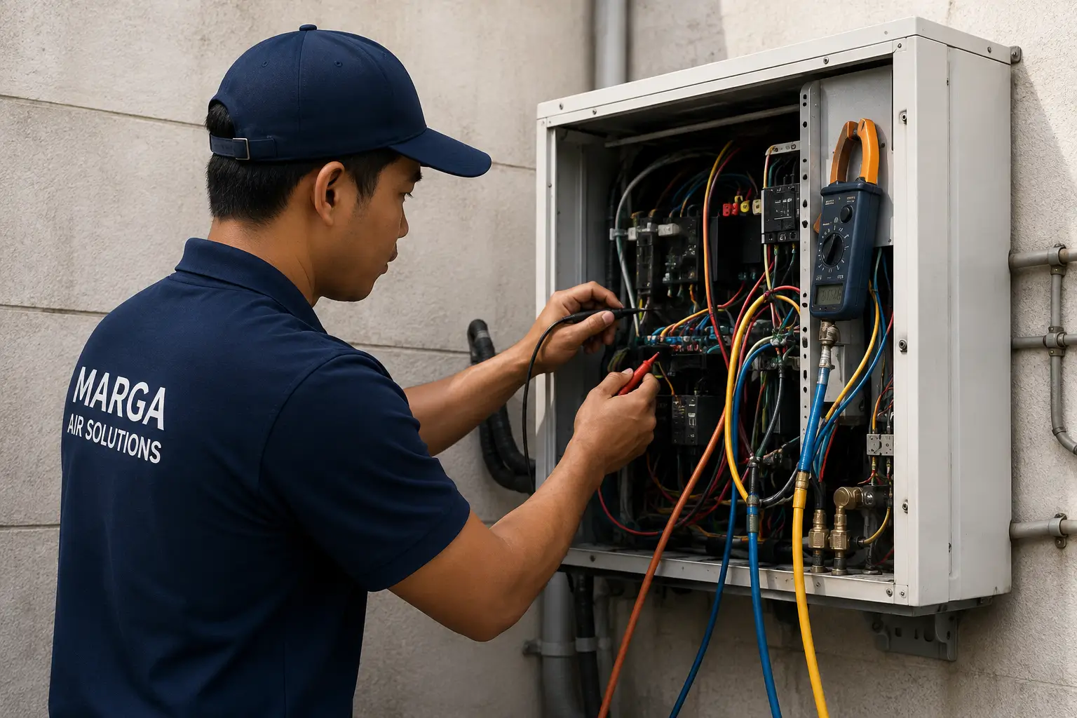 Aircon Repair and Maintenance - Technician inspecting control panel